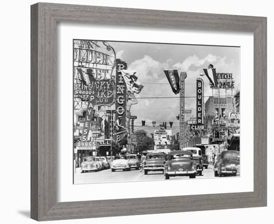 Various Casino Signs along Las Vegas Street-null-Framed Photographic Print