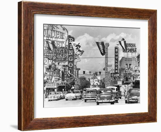 Various Casino Signs along Las Vegas Street-null-Framed Photographic Print