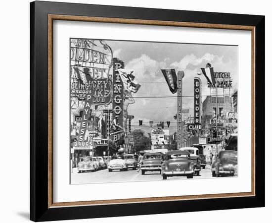 Various Casino Signs along Las Vegas Street-null-Framed Photographic Print