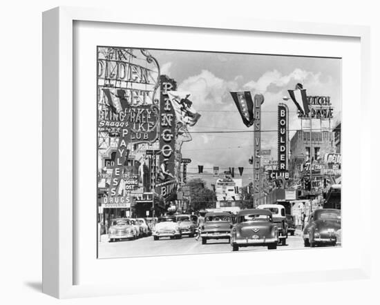 Various Casino Signs along Las Vegas Street-null-Framed Photographic Print