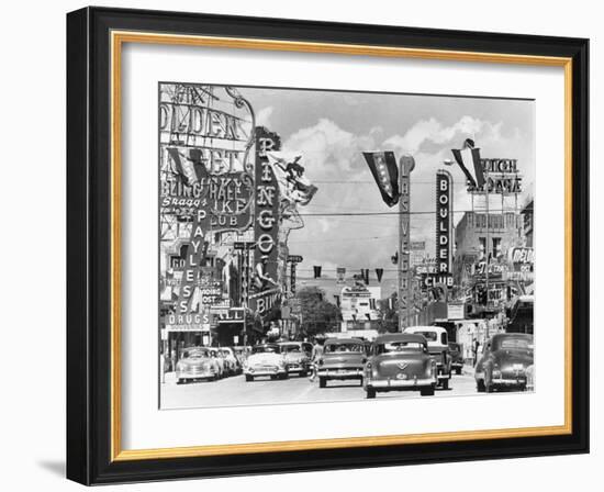 Various Casino Signs along Las Vegas Street-null-Framed Photographic Print