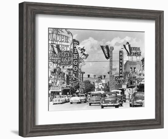 Various Casino Signs along Las Vegas Street-null-Framed Photographic Print