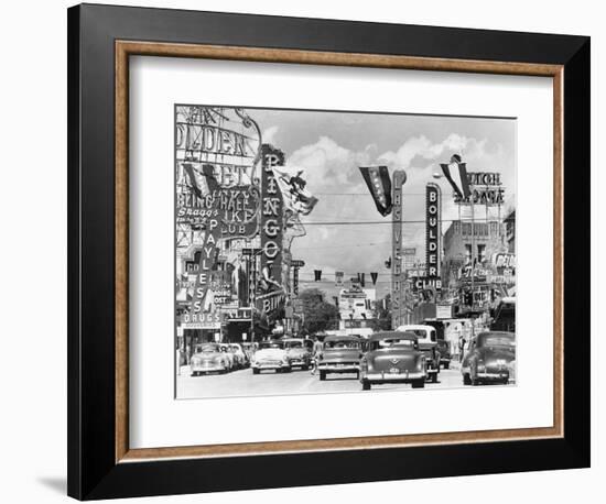 Various Casino Signs along Las Vegas Street-null-Framed Photographic Print