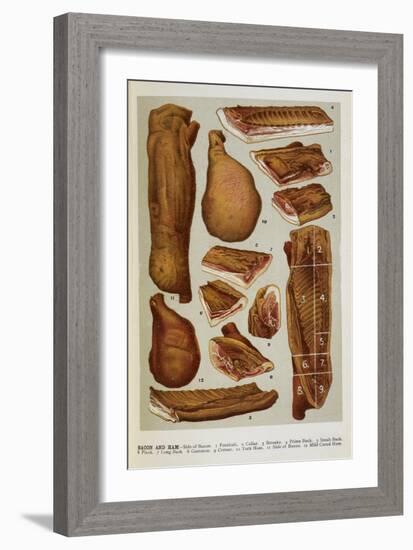 Various Cuts Of Bacon and Ham-Isabella Beeton-Framed Giclee Print