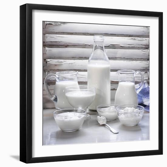 Various Dairy Products in Front of Window Frame-Peter Rees-Framed Photographic Print