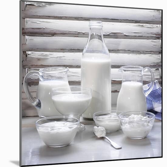 Various Dairy Products in Front of Window Frame-Peter Rees-Mounted Photographic Print