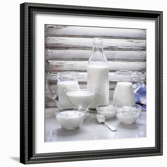 Various Dairy Products in Front of Window Frame-Peter Rees-Framed Photographic Print