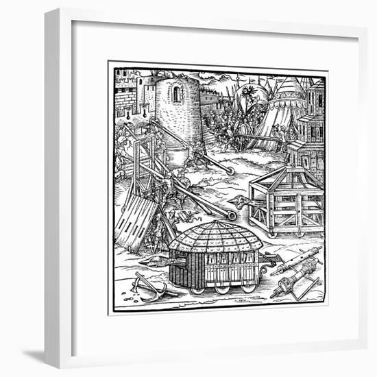 Various Forms of Siege Equipment, Including Battering Rams, 1547-null-Framed Giclee Print