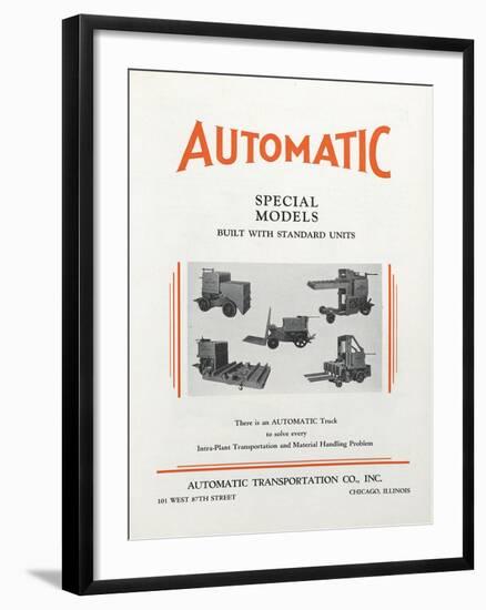 Various Images of Automatic Transportation Company's Automatic Special Models Built with Standard U-null-Framed Giclee Print