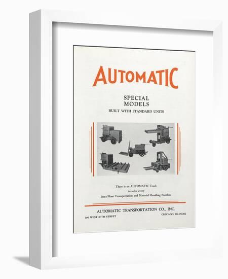 Various Images of Automatic Transportation Company's Automatic Special Models Built with Standard U-null-Framed Giclee Print