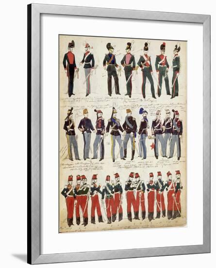 Various Italian Uniforms in Common Use around 1860-null-Framed Giclee Print