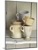 Various Light Coloured Cups on Wooden Shelf-Ellen Silverman-Mounted Photographic Print