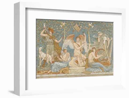 Various Musicians Playing Various Instruments: a Harp a Lyre Pipes Hunting Horn-Walter Crane-Framed Photographic Print