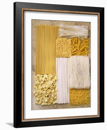 Various Types of Pasta Arranged in a Rectangle-Nikolai Buroh-Framed Photographic Print