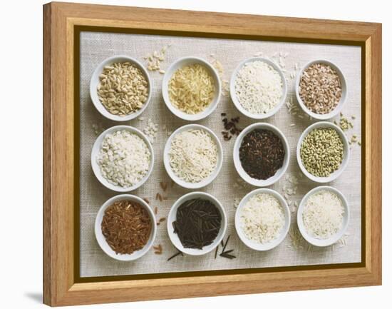 Various Types of Rice in Small Bowls-Ingvar Eriksson-Framed Premier Image Canvas