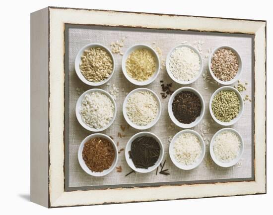 Various Types of Rice in Small Bowls-Ingvar Eriksson-Framed Premier Image Canvas