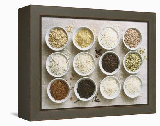 Various Types of Rice in Small Bowls-Ingvar Eriksson-Framed Premier Image Canvas