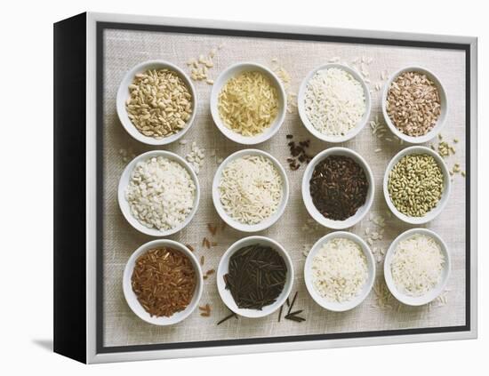 Various Types of Rice in Small Bowls-Ingvar Eriksson-Framed Premier Image Canvas