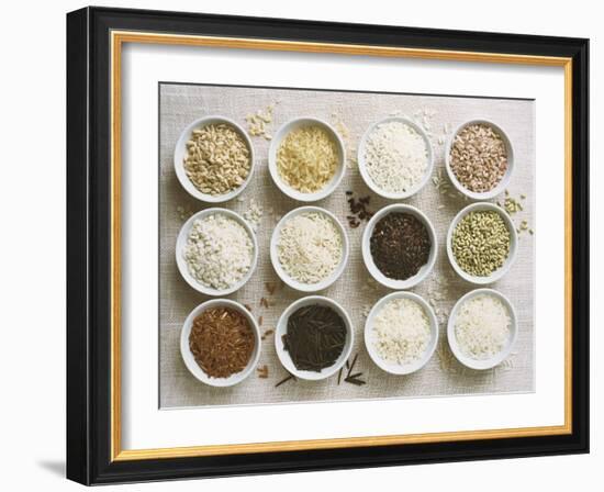 Various Types of Rice in Small Bowls-Ingvar Eriksson-Framed Photographic Print