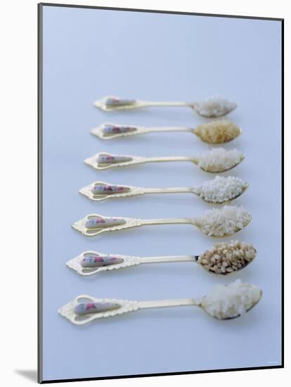 Various Types of Rice on Asian Spoons-Alexander Van Berge-Mounted Photographic Print