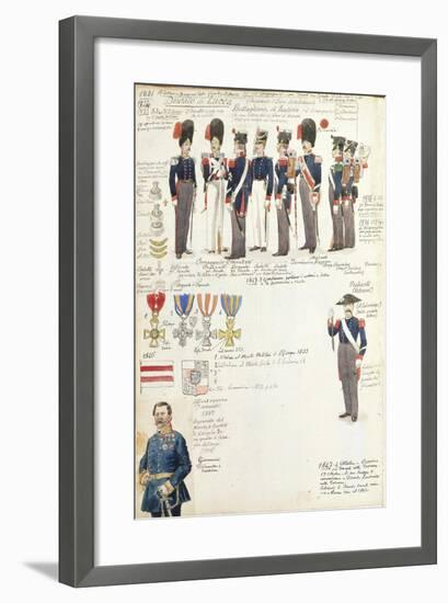Various Uniforms of Duchy of Lucca, Color Plate, 1831-1847-null-Framed Giclee Print