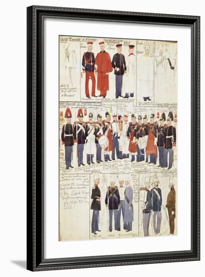 Various Uniforms of Duchy of Parma, 1850-null-Framed Giclee Print