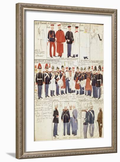 Various Uniforms of Duchy of Parma, 1850-null-Framed Giclee Print