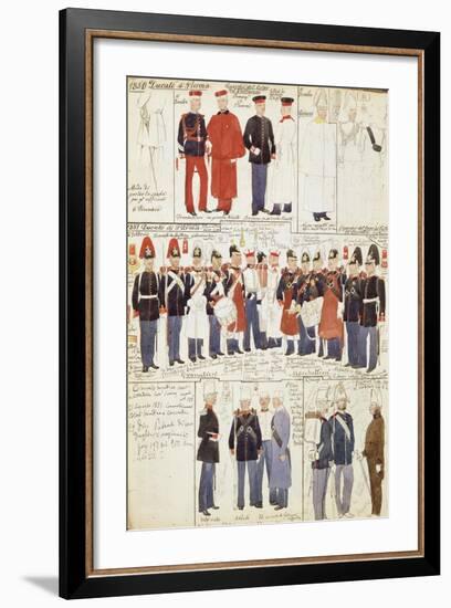 Various Uniforms of Duchy of Parma, 1850-null-Framed Giclee Print