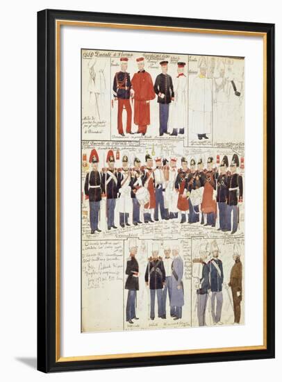 Various Uniforms of Duchy of Parma, 1850-null-Framed Giclee Print