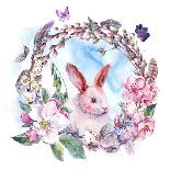 Watercolor Spring Happy Easter Wreath-Varvara Kurakina-Framed Stretched Canvas