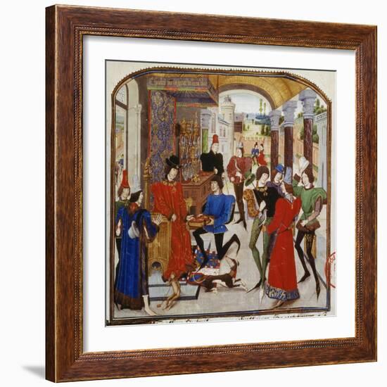 Vasce De Luce Presents Charles the Bold His Translation of 'The Deeds of Alexander the Great'-Loyset Liédet-Framed Giclee Print