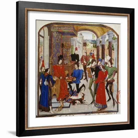 Vasce De Luce Presents Charles the Bold His Translation of 'The Deeds of Alexander the Great'-Loyset Liédet-Framed Giclee Print