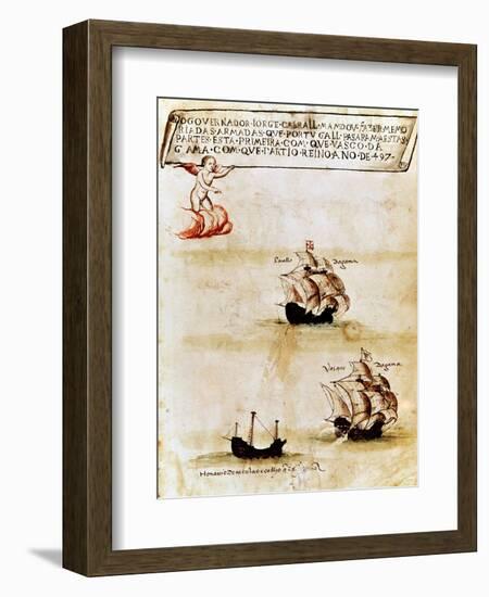 Vasco Da Gama's Fleet at Sea, 1497-null-Framed Giclee Print