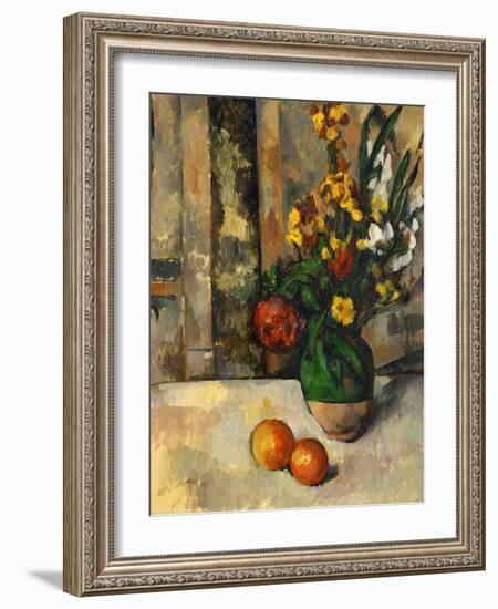 Vase and Apples-Paul Cézanne-Framed Giclee Print