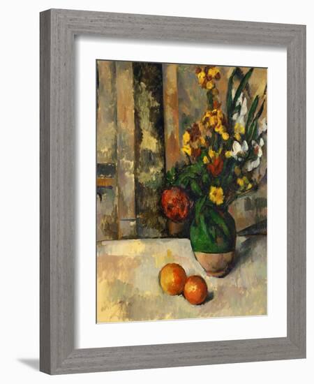 Vase and Apples-Paul Cézanne-Framed Giclee Print