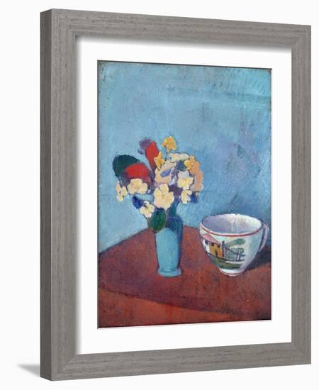 Vase Avec Fleurs Et Tasse - Peinture D'emile Bernard (1868-1941), Huile Sur Toile, 1887 - Vase With-Emile Bernard-Framed Giclee Print