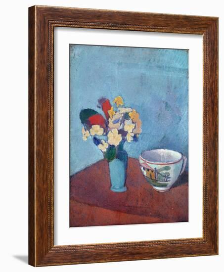 Vase Avec Fleurs Et Tasse - Peinture D'emile Bernard (1868-1941), Huile Sur Toile, 1887 - Vase With-Emile Bernard-Framed Giclee Print