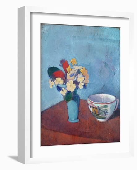 Vase Avec Fleurs Et Tasse - Peinture D'emile Bernard (1868-1941), Huile Sur Toile, 1887 - Vase With-Emile Bernard-Framed Giclee Print