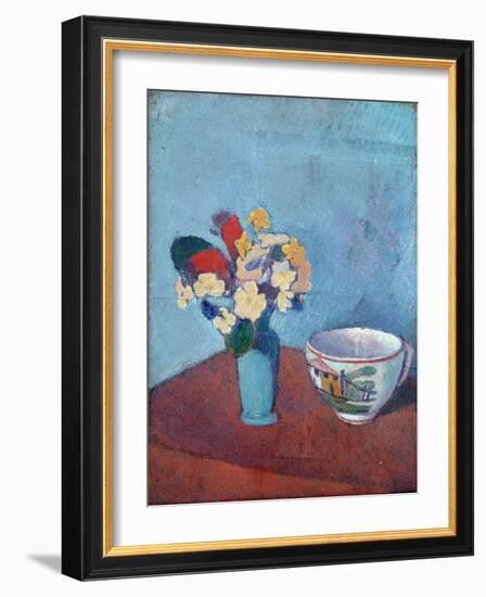 Vase Avec Fleurs Et Tasse - Peinture D'emile Bernard (1868-1941), Huile Sur Toile, 1887 - Vase With-Emile Bernard-Framed Giclee Print