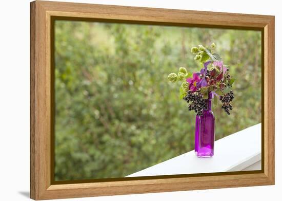 Vase, Bunch, Berries, Hop Blossoms, Flowers, Autumn-Andrea Haase-Framed Premier Image Canvas