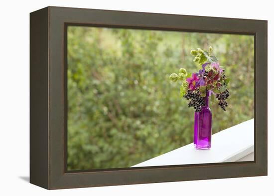 Vase, Bunch, Berries, Hop Blossoms, Flowers, Autumn-Andrea Haase-Framed Premier Image Canvas