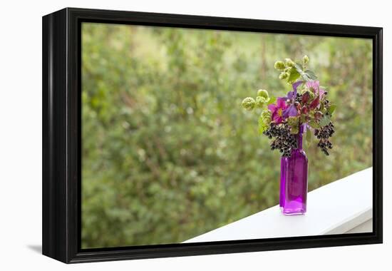 Vase, Bunch, Berries, Hop Blossoms, Flowers, Autumn-Andrea Haase-Framed Premier Image Canvas