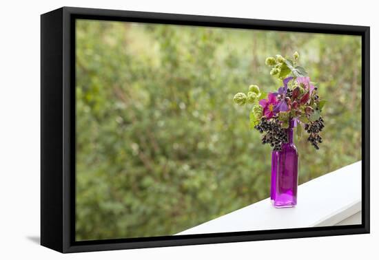 Vase, Bunch, Berries, Hop Blossoms, Flowers, Autumn-Andrea Haase-Framed Premier Image Canvas