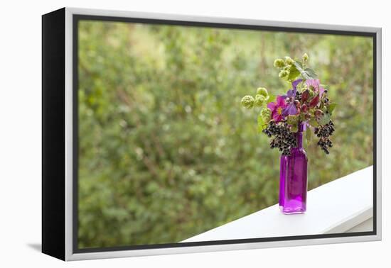 Vase, Bunch, Berries, Hop Blossoms, Flowers, Autumn-Andrea Haase-Framed Premier Image Canvas