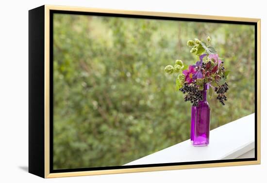 Vase, Bunch, Berries, Hop Blossoms, Flowers, Autumn-Andrea Haase-Framed Premier Image Canvas