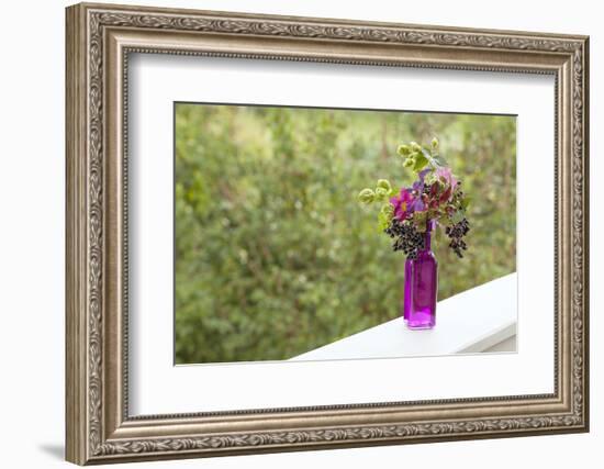 Vase, Bunch, Berries, Hop Blossoms, Flowers, Autumn-Andrea Haase-Framed Photographic Print