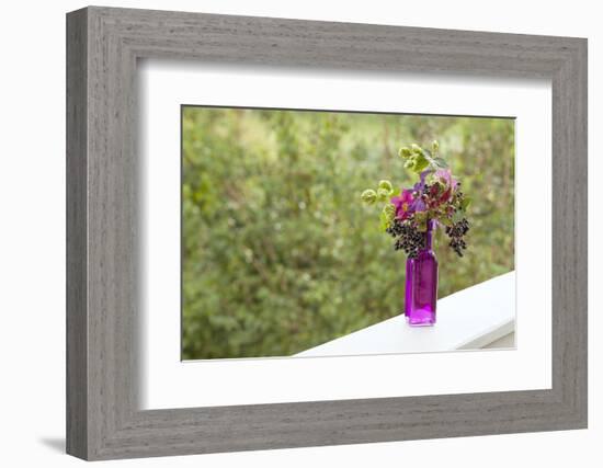 Vase, Bunch, Berries, Hop Blossoms, Flowers, Autumn-Andrea Haase-Framed Photographic Print