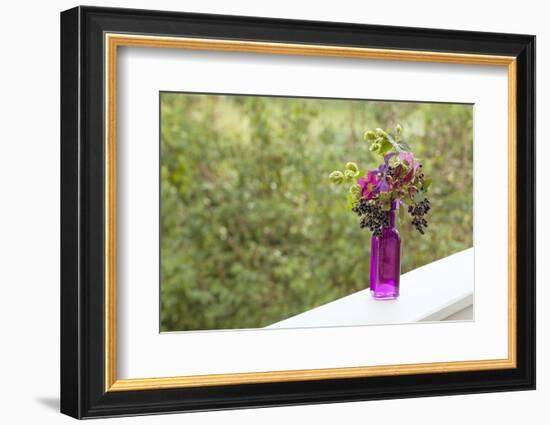 Vase, Bunch, Berries, Hop Blossoms, Flowers, Autumn-Andrea Haase-Framed Photographic Print