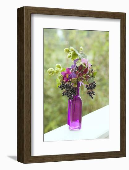 Vase, Bunch, Berries, Hop Blossoms, Flowers, Autumn-Andrea Haase-Framed Photographic Print