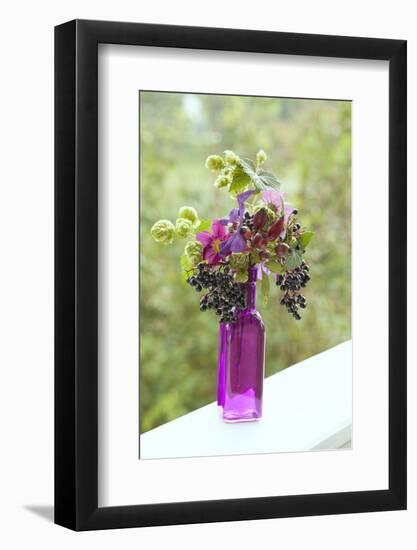 Vase, Bunch, Berries, Hop Blossoms, Flowers, Autumn-Andrea Haase-Framed Photographic Print